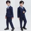 Costumes noirs et bleus marine pour garçons, tenue ajustée, tenue de porteur d'anneau, costume de spectacle de fête de mariage pour enfants, pantalon blazer pour enfants