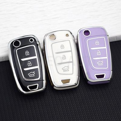 3/4 Button TPU Car Flip Key Case Cover Fob for Hyundai Elantra Tucson KONA I30 Santa Fe Solaris Genesis Azera I40 I35 Key Chains