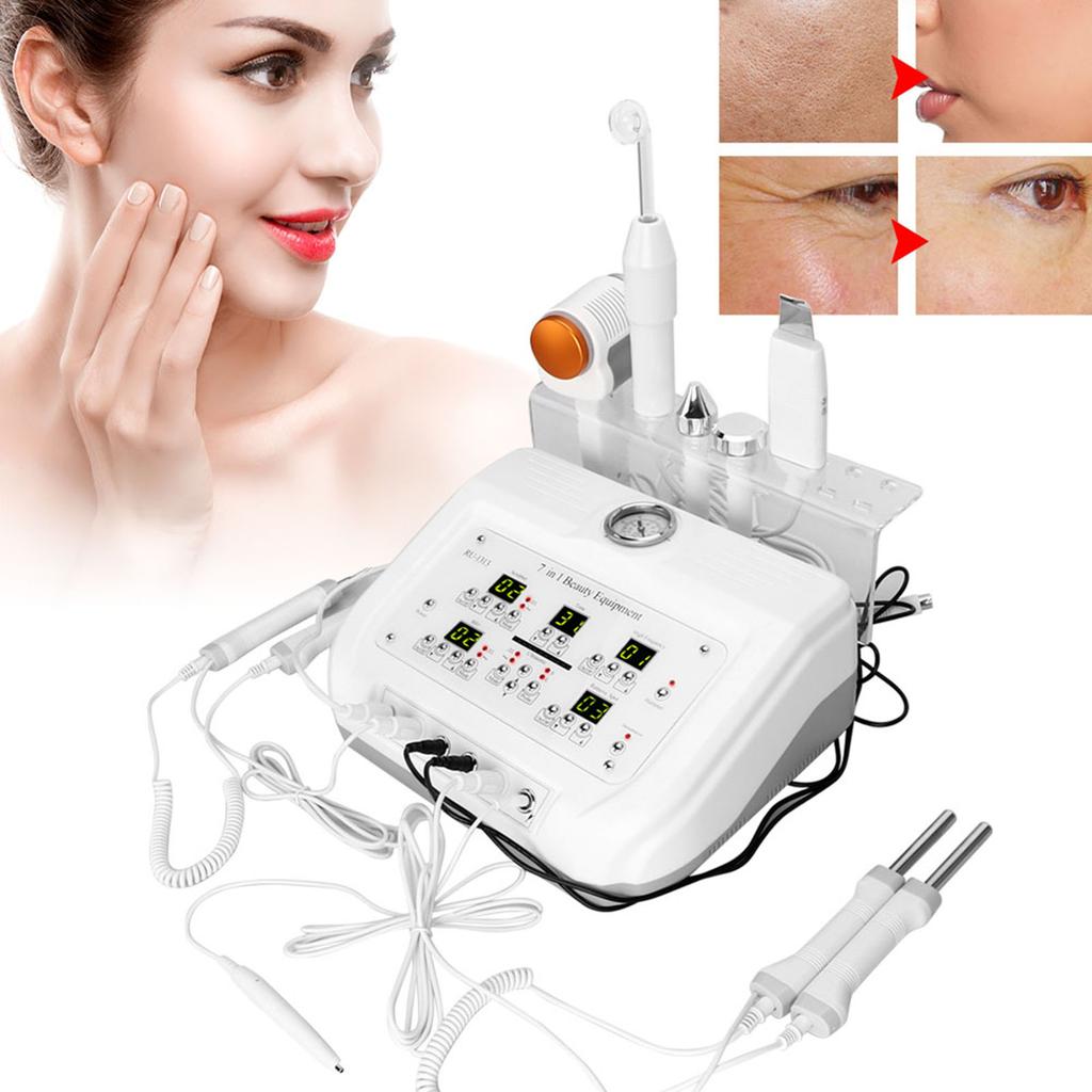 7 IN 1 Beauty Machine Microdermabrasion BIO Hot Cold Hammer Face Skin Beauty InstrumentUK Plug 220V