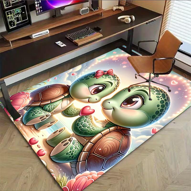 1PC Turtles Love Non-Slip Floor Carpet, Office, Family, Bedroom, Studio - Large Area Rug, Decorative Mat, Longlasting Material-C0419
