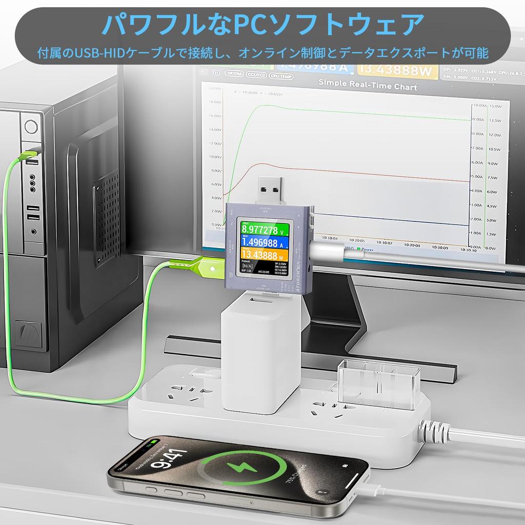 Prąd i Napięcie USB Tester USB C 50V Dwukierunkowy Napięcie Prąd Krzywa Kabel PD Protokół Szybkiego Ładowania Amperomierz Watomierz Detektor Sprawdzarka, 6.5A