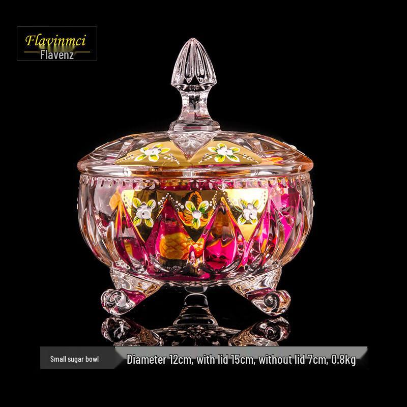 Fulaivenci Evropská Křišťálová Skleněná Smaltovaná Květinová Nádoba na Cukroví a Ořechy