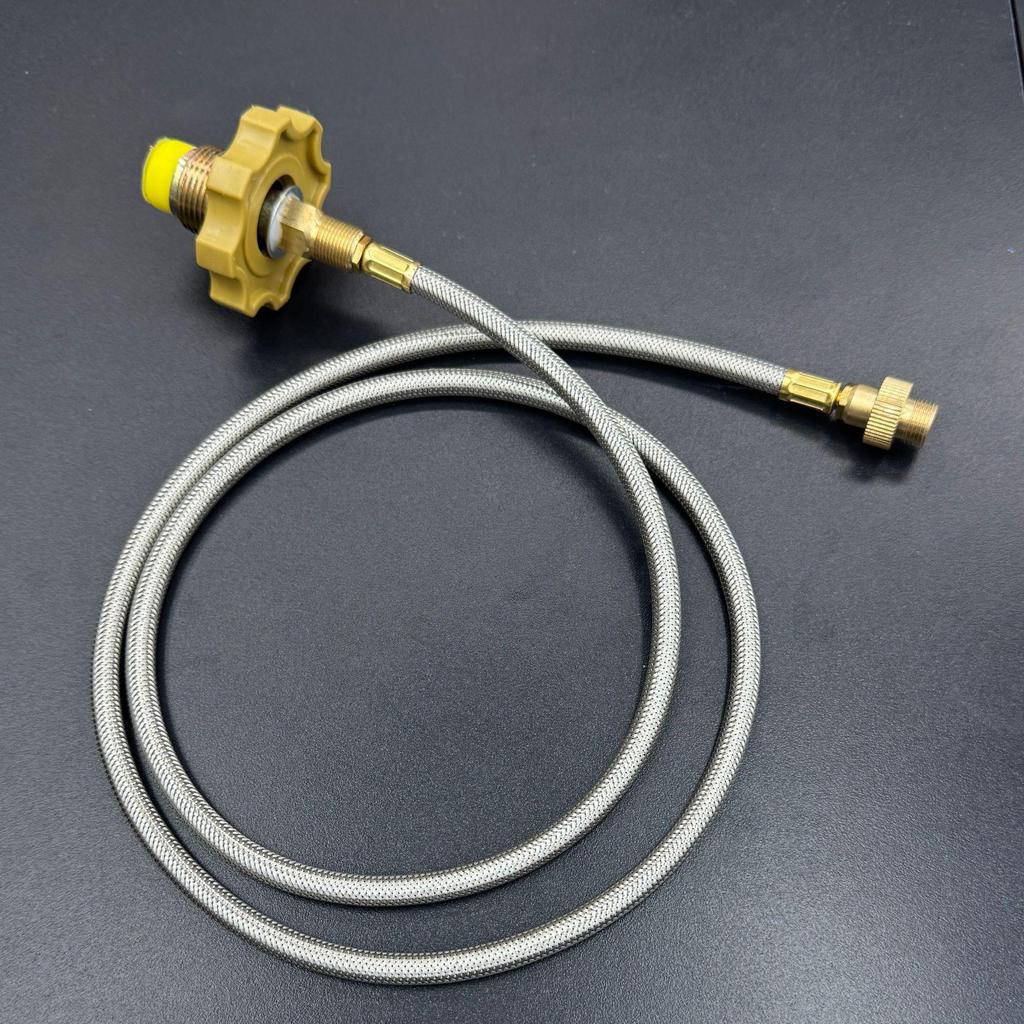 Outdoor cassette stove gas adapter for charging valve to gas tank, perfect for mountain tank charging.