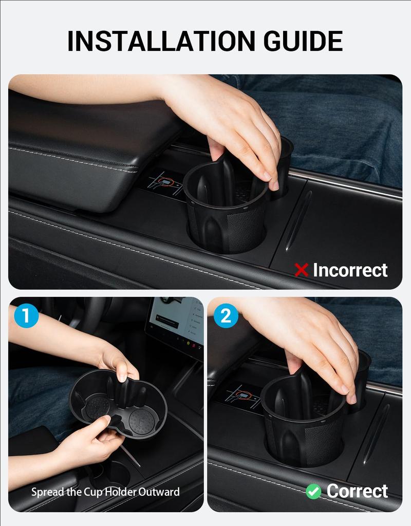 Motrobe Tesla Model Y Model 3 Center Console Cup Holder Insert Tesla Center Console Interior Accessory not fit Model Y Juniper 2025 2026 Model 3