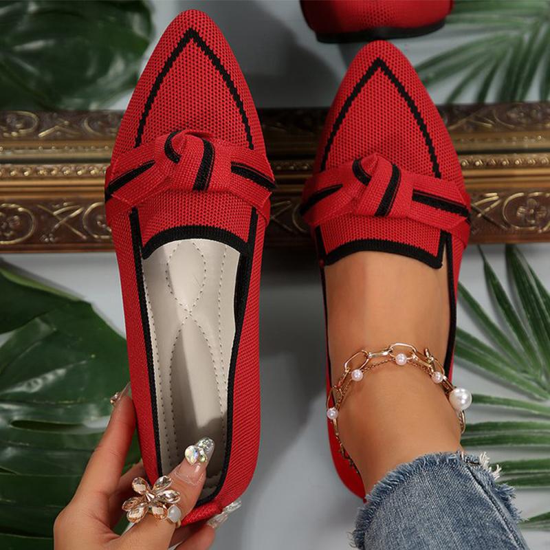 Fashion Plus Size 36-43 Red Flats Shoes Women 2025 Breathable Mesh Flat Shoes Woman Pointed Toe Lightweight Casual Shoes Female
