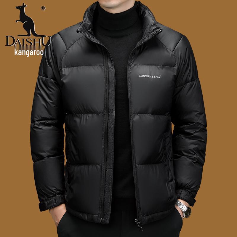 

Men s Warm Kangaroo Down Cotton Jacket - Winter Stand Collar Coat for Business and Casual Wear. 3XL (165-180 lbs) чорний