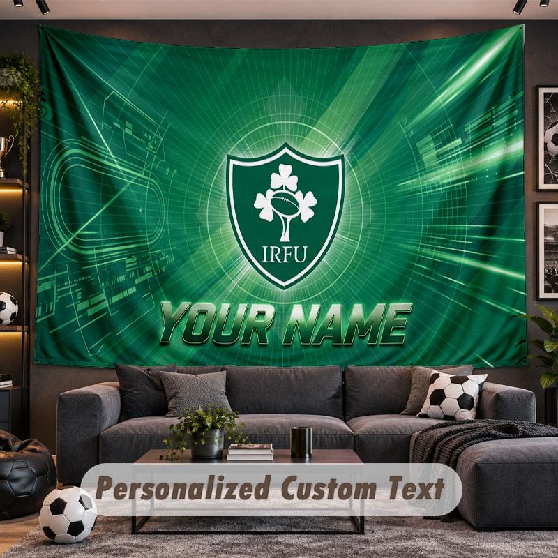 Wall Hanging Tapestry Custom NameIreland Rugby Pattern Personalized Printed Fabric Wall Decor