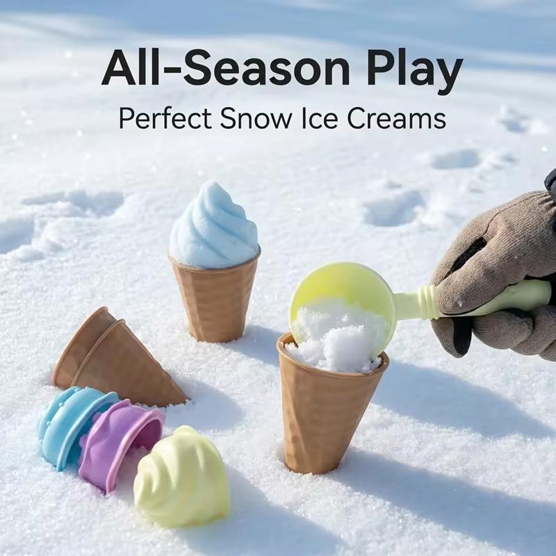 Creative Ice Cream Shaped Beach Sand Molding Toys All Season Snow Sand Play Tools Game Kit For Seaside Backyard Interactive Fun