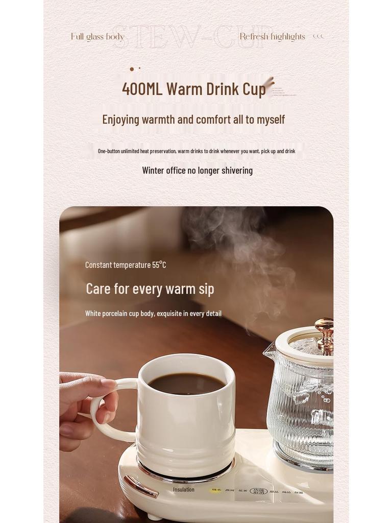 Constant Temperature Multifunctional Health Kettle: Automatic Office Tea Brewer & Glass Flower Teapot Gift.