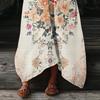 Luźna Sukienka Kaftan z Dekoltem V i Kwiatowym Wzorem z Kieszeniami Długi Rękaw Codzienna Sukienka Maxi dla Kobiet Wygodny Design