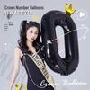 40-Inch Black Crown Number Balloons - Birthday Photo Props & Party Decor