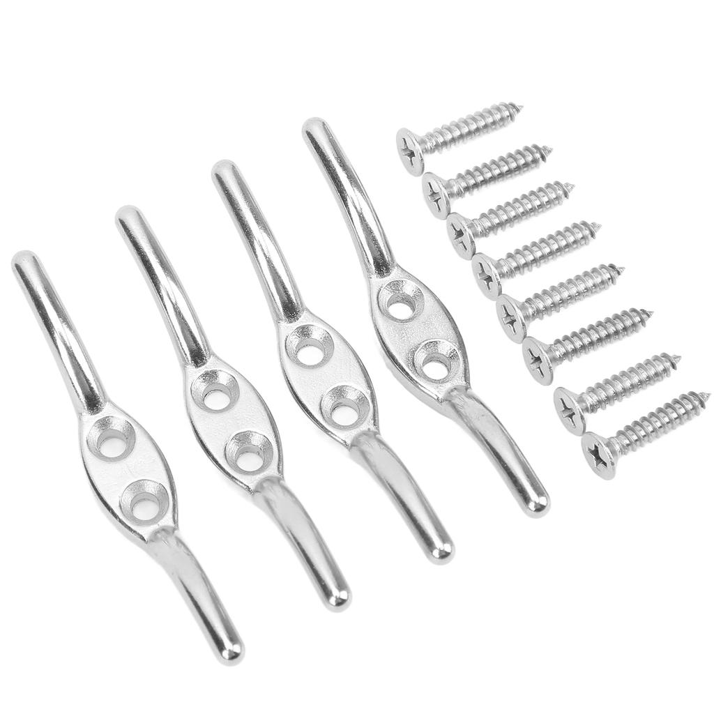 2 Pcs Flagpole Cleat Hook Stainless Steel Rope Fixing Cleat Hook for Flagpole Small Boats