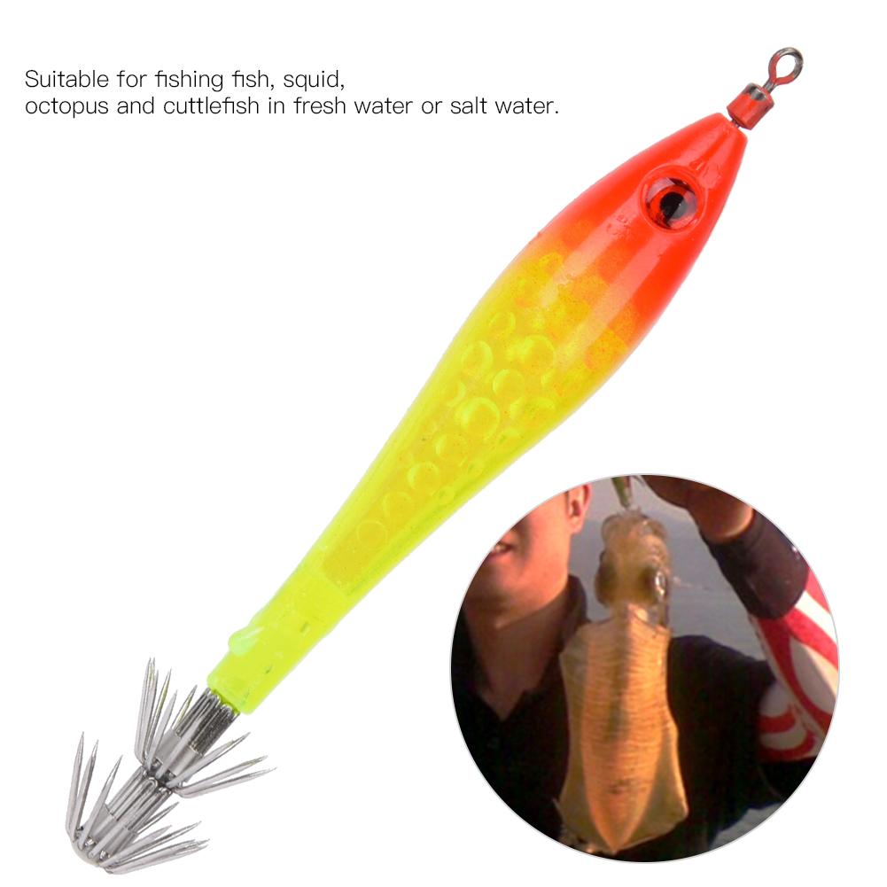 5Pcs Luminous Squid Jigs Hook Fishing Lures Baits Tackle for Sea Fresh Waterred Head Light Green