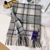 British Plaid 100 Cashmere Scarf Men's Winter Warmth Black and White Gray Business Scarf Men's