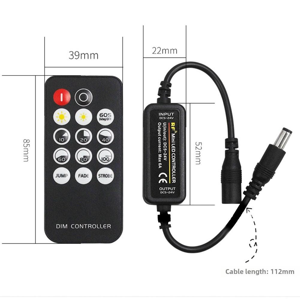 

RF LED Strip Dimmer Controller 10-Level Brightness Dynamic Modes DC 5-24V Long Range Remote For SMD 5050 2835 COB Lights China Mainland