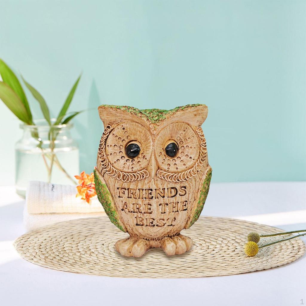 Owl Figurine Animal Sculpture Decorative Statue Tabletop Ornament for Bookshelf Office