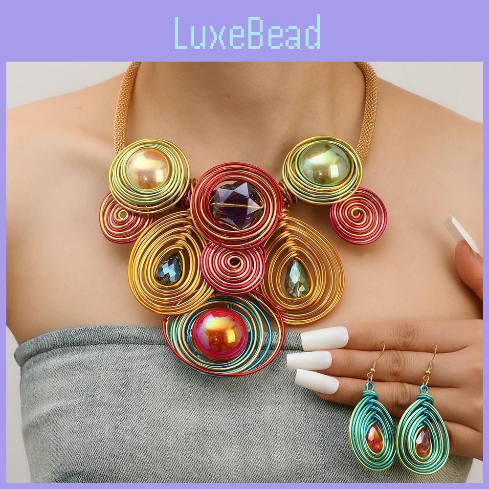 Set Jewelry Trend With Acrylic Pendants And Electroplated Finish For Ladies