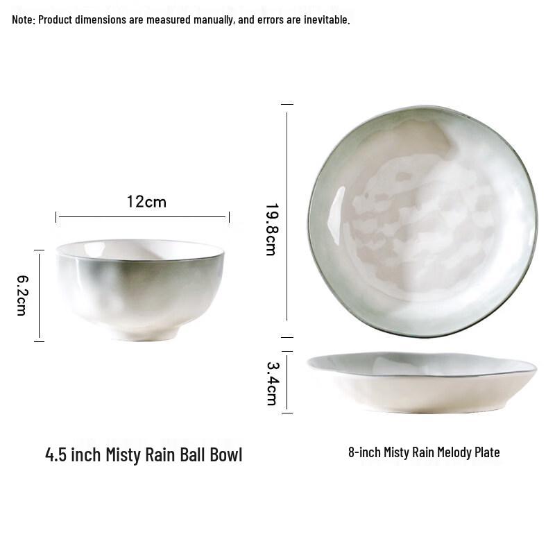 

Misty Rain Glaze Ceramic Bowls (Set of 10)