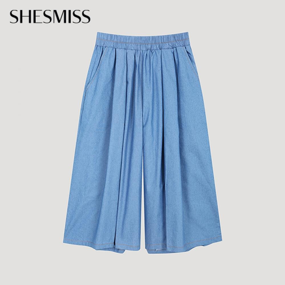 

She S Miss Culotte Banding Denim PantS SamSlo22010 Bl Blue/00