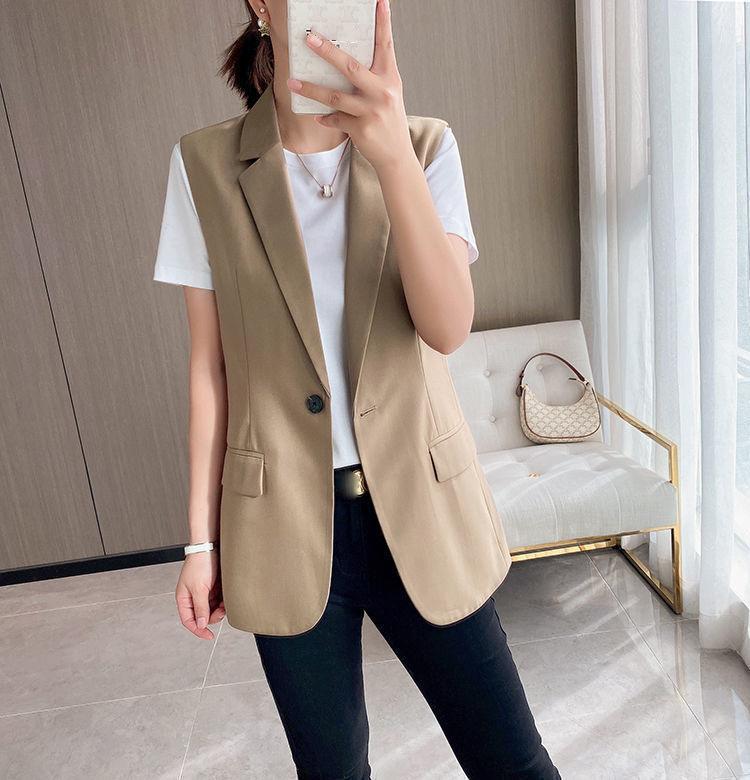 Frühling Herbst Elegant Minimalistisch Damen Oberbekleidung Anzugjacke Weste