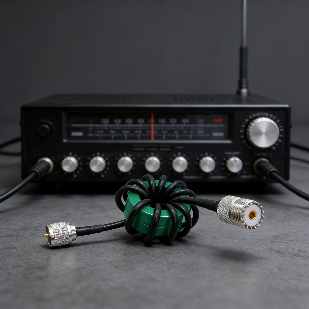 1.8-30MHz Shortwave Choke Coil Male To Female Connector RF Choke Balun Magnetic Ring For HF Shortwave Radio Communication Test