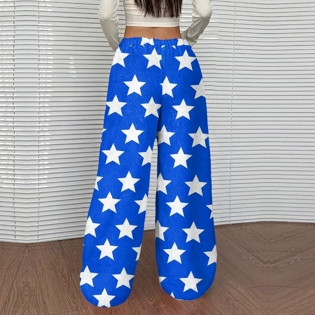Women's Casual And Fashionable Printed Elastic Waist Loose Wide Leg Pants