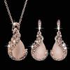 Vintage Diamond Studded Cat Eye Stone Water Droplet Necklace Earrings Creative Womens Jewelry Set Fashion Cat Eye Stone Necklace