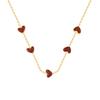 Xiaomi Vnox Red Enamel Love Necklace For Women Cute Five Small Heart Stainless Steel Chain Necklaces Light Luxury Gold Plated Jewelry