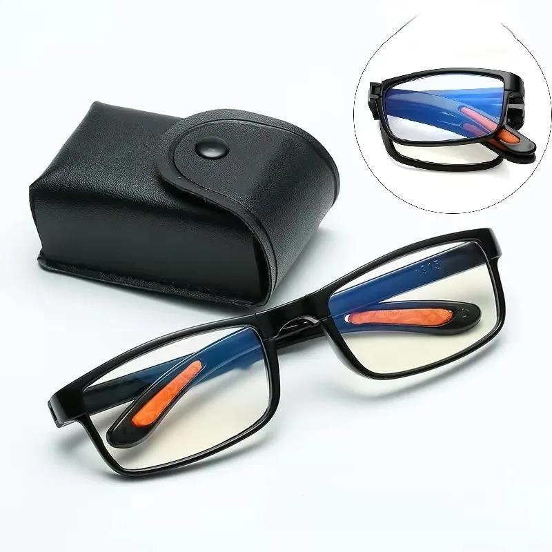 New Folding Reading Glasses with Case Anti Blue Light Eyeglasses Presbyopia Retro Glasses Portable Glasses Men Women