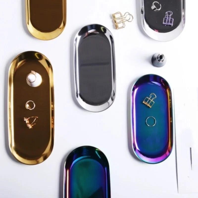 Household Table Supplies 1Pcs Metal Tray Gold Stainless Steel Storage Trays Decorative Ornaments Creative Furnishings Home Decor