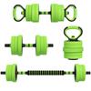 20kg 6-In-One Adjustable Weight Dumbbells Set, Barbell, Kettlebell, Push Up Stand - Green