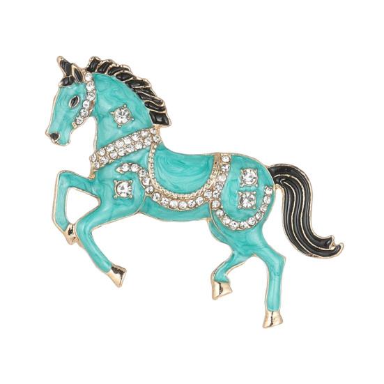 Enamel Horse Brooch Rhinestones Inlaid Horse Lapel Pin Retro Horse Brooch Pin Men Women Outfit Accessory for Clothes Hats Bags Scarves