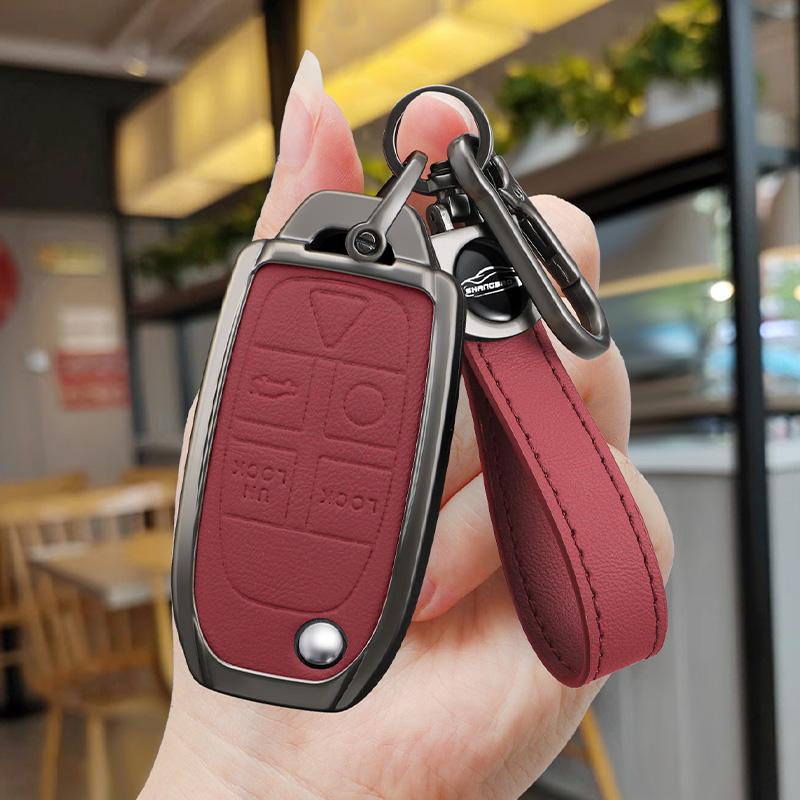 5 Knoppen Zinklegering Leer Auto Sleutelhoesje Case Voor Volvo S60 S40 Xc70 Xc90 S80 V70 V50 C30 C70 Sleutelhouder Auto Sleutelhoesje Accessoires