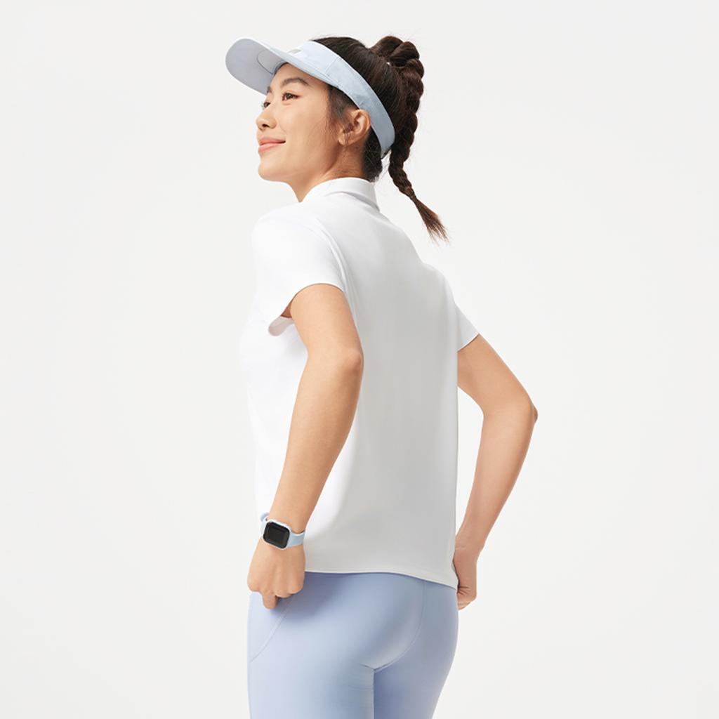 Li-Ning Fitness Series Sports Casual Simple Solid Color Loose Fit Short Sleeve Polo Shirt Women tops White APLV016-5