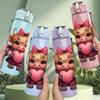 1PC Lovely Cow Heart 750ml Color Plastic Sports Water Bottle Leakproof Flip Straw Lid Suitable for Sports Office Home Use