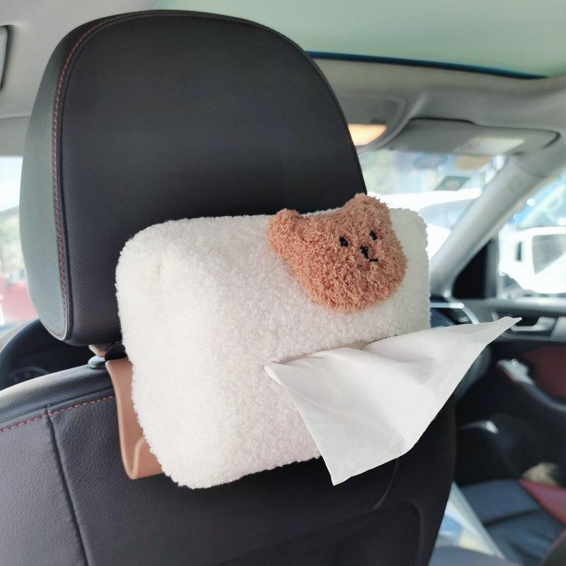 Best Seller KAMIMI High Quality Cute Plush Bear Animals Tissue Box Car Seat Back Hanging 18x14cm Paper Box Home Decoration