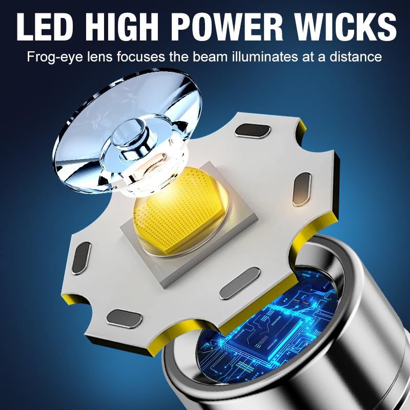 Mini Keychain Flashlight Type c Fast charging waterproof flashlight Multi-function Warning Camping flashlight