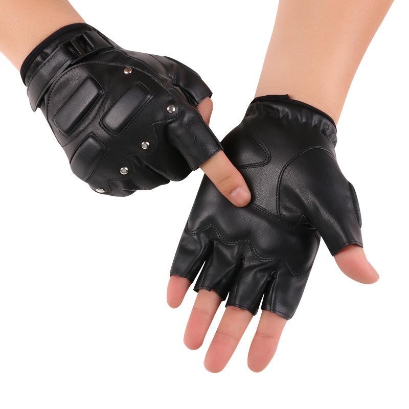 Half Finger Leather Gloves Men and Women Outdoor Fitness Cycling Motorcycle Outdoor Shock Absorption Sports Performance Motorcycle Leather Gloves