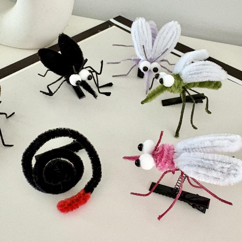 1 Piece Cute Insect Spring Hair Clip Creative Mosquito Plush Toy Hairpin Funny Children Joke Props Photo Prop Girls Decor