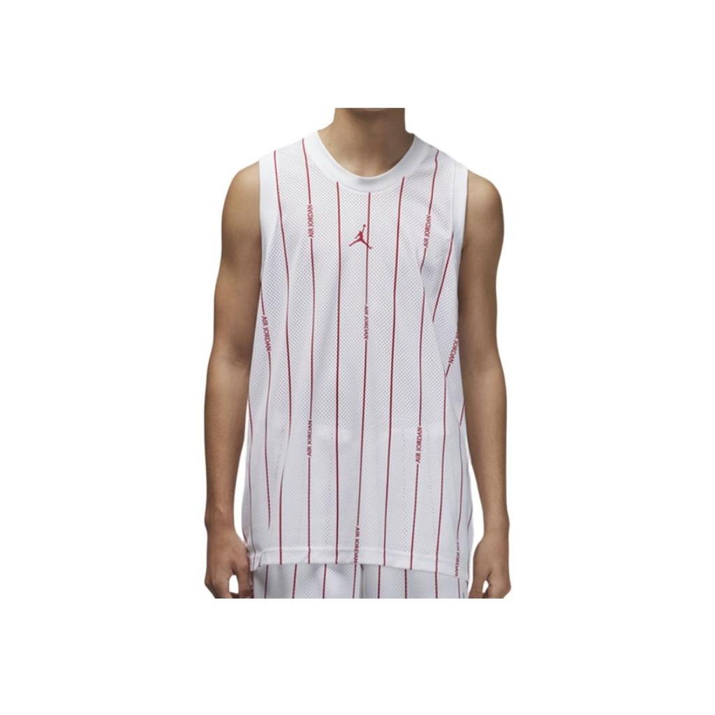 Jordan Striped Logo Loose Breathable Mesh Sports Vest Men Tops White DM1381-100