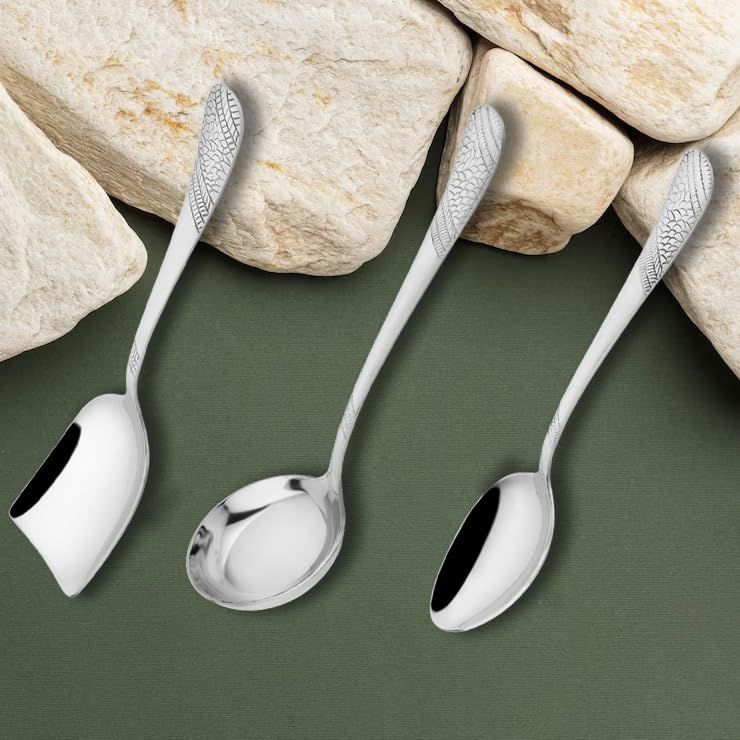 5 Delar Rostfritt Stål Serveringssked Set för Matbord/Kök, 1,8 mm Tung Mätare