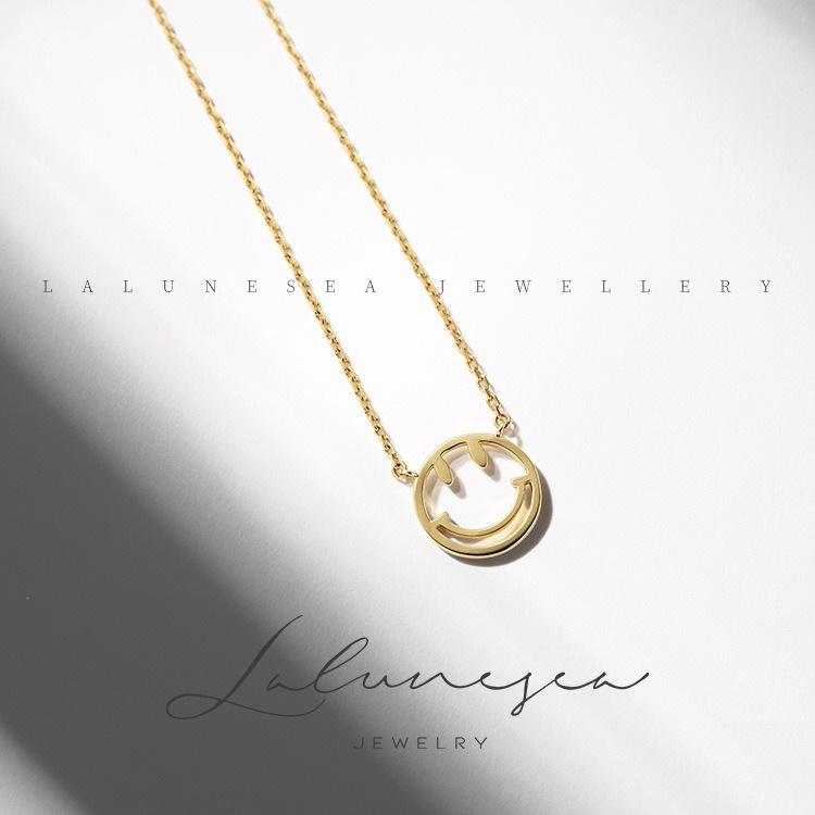 Expression Smile 18K Gold Plated Sterling Silver Minimalist Necklace for Women 18K Gold
