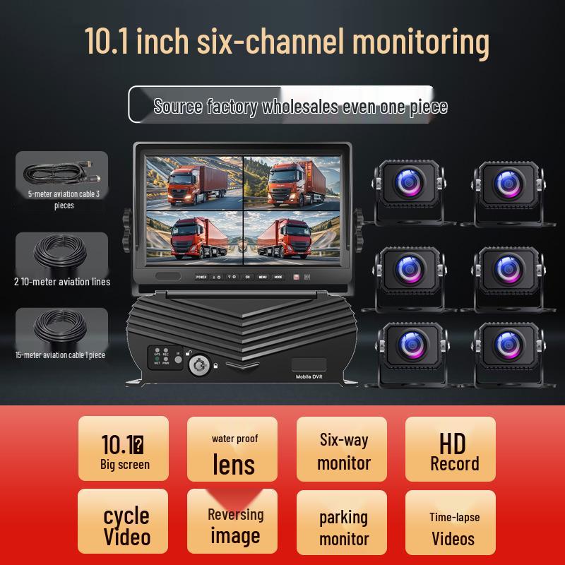 High-Definition Night Vision Dash Cam with 5/6/8-Way Monitoring & Reversing for Large Trucks (12-24V)