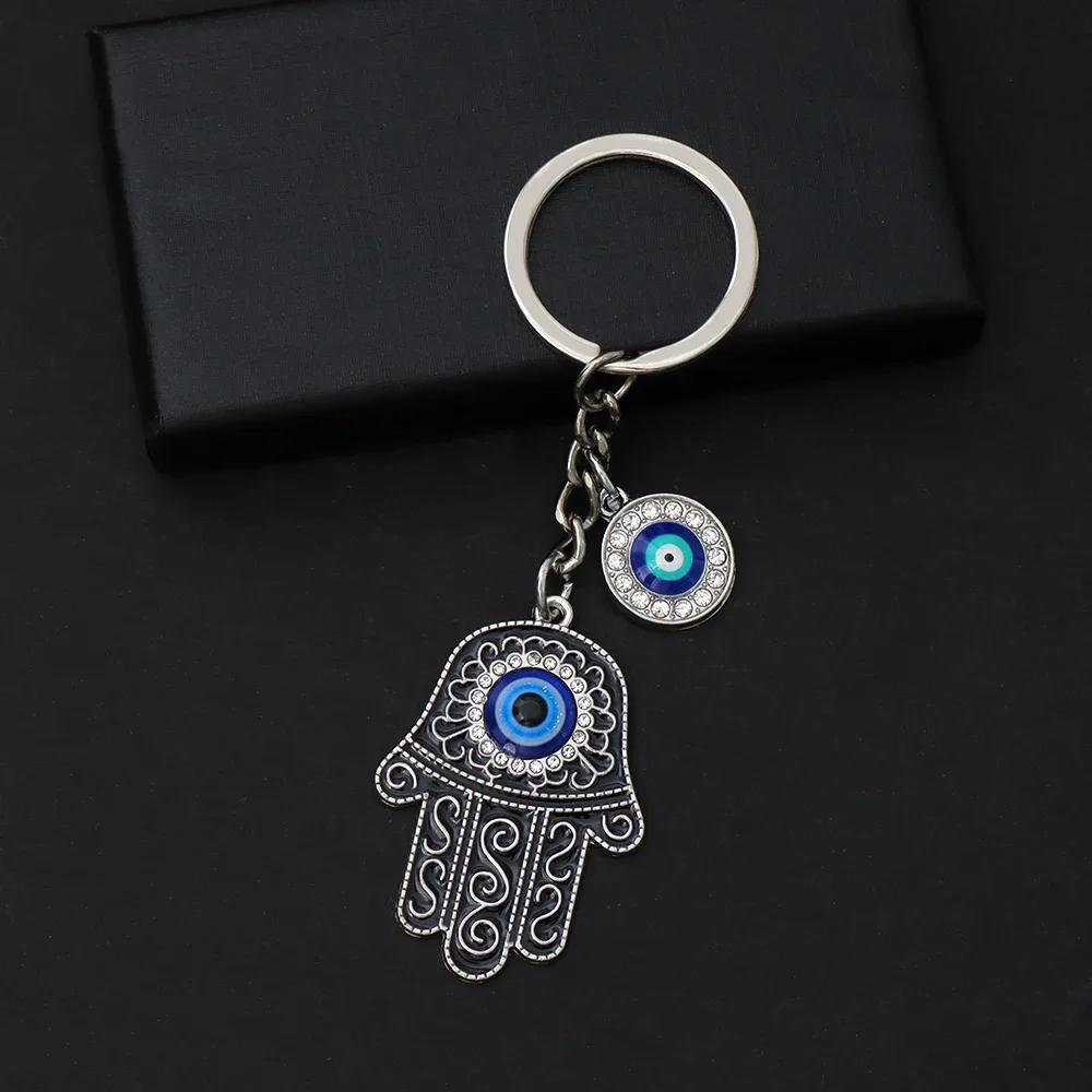 Mote Hul Blå Ondt Øye Nøkkelring Lykkebringende Fatima Hamsa Hånd Nøkkelring for Kvinner Menn Veskeanheng Bil Airpods Boks Nøkkel Tilbehør
