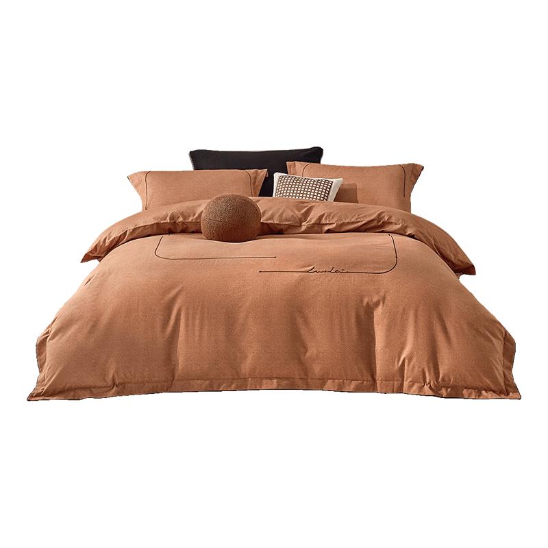 Luolai Pure Cotton Brushed Winter Bedding Set 1.8m Bed (Duvet Cover 220x250cm, Flat Sheet Style)