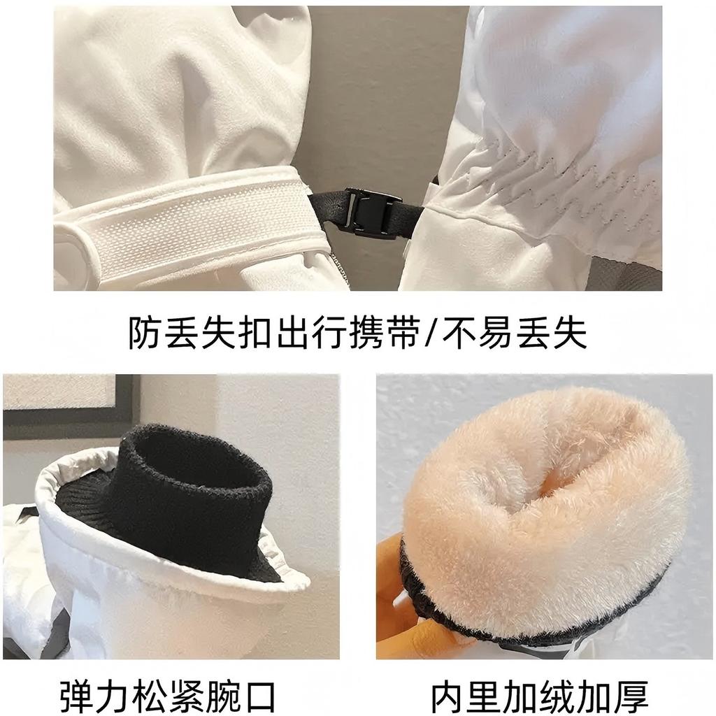 Cotton gloves men's winter velvet thickened windproof waterproof riding motorcycle warm and cold winter ski gloves women