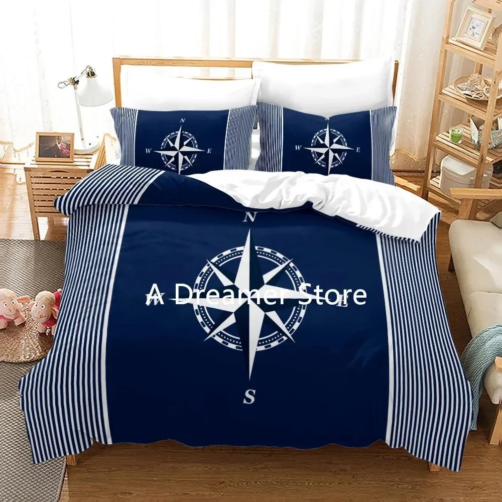 Blue Anchor Quilt Cover Anchor Comfortable Duvet Quilt Cover Pillowcase Bedding Set Children Bedroom Decoration Home Textile