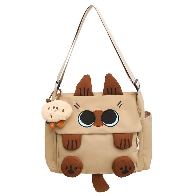 Süßes Katzen-Design Canvas-Rucksack für Mädchen und Jungen, ideal für Mittelschüler