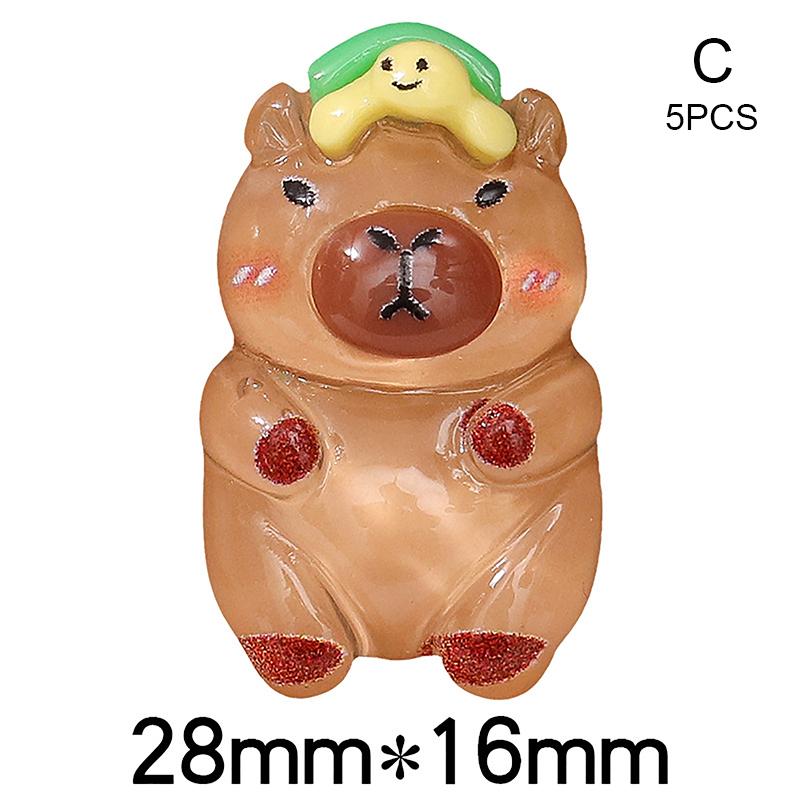 5 bucăți Kawaii din desene animate Capybara Breloc din rășină Luminos Flatback Animal Breloc Pandantiv Diy Bijuterii