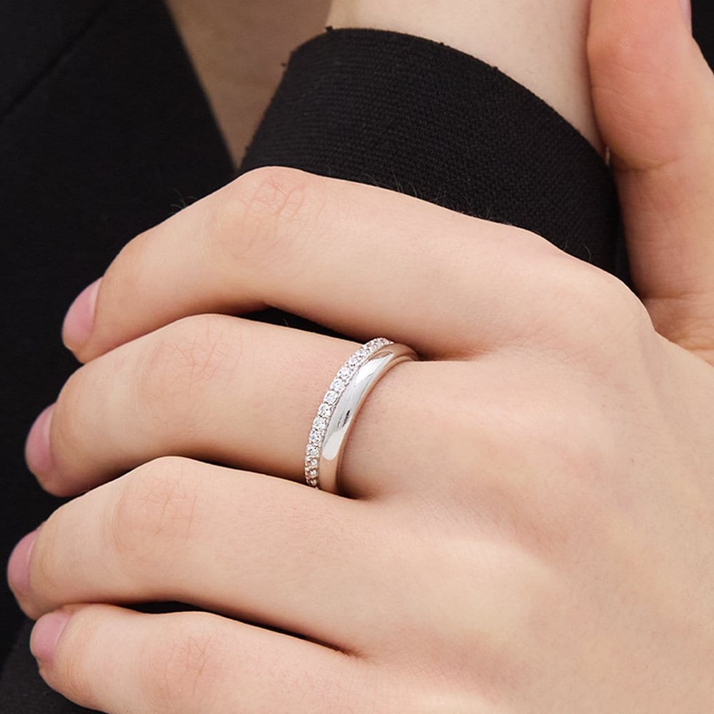 Champagne Full Moon Silver (W) Duo Shine Ring Hl2R56221W9